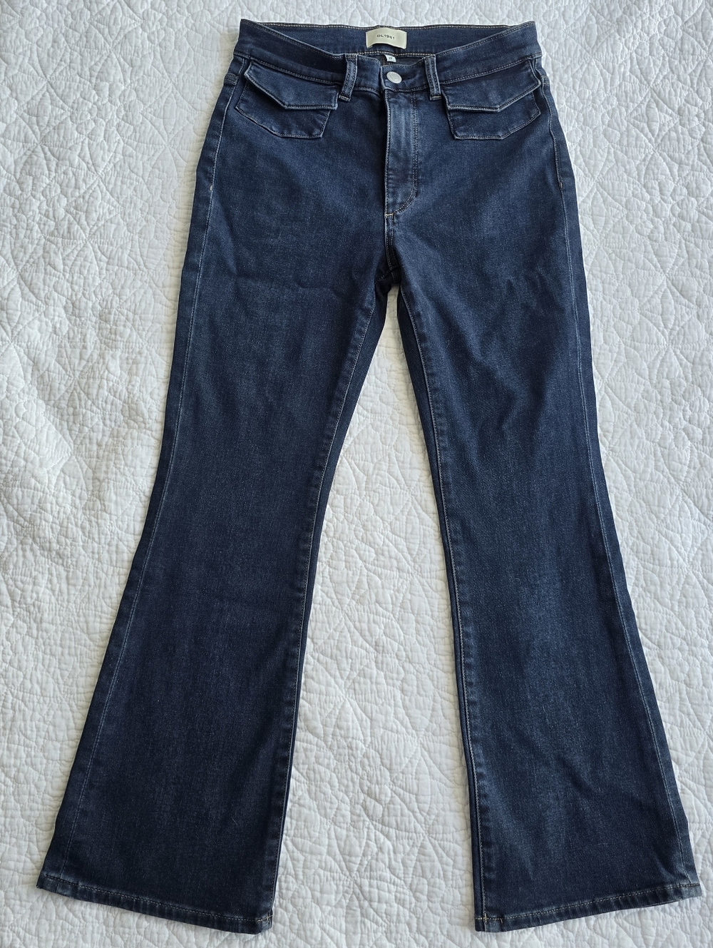 DL1961 High Rise Boot Cut Instasculpt Ankle Crop Jeans 25" Size 27 SAMPLE